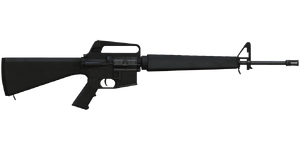 The M16A1 5.56 mm assault rifle.