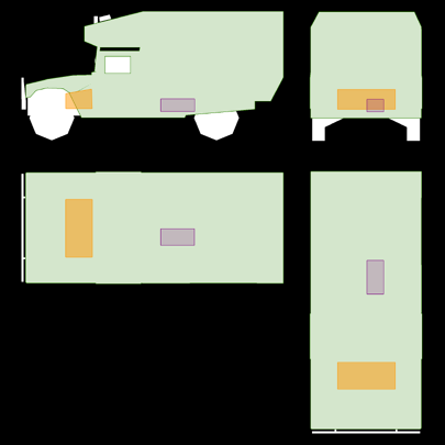 LEGENDGreen = BodyOrange = EngineViolet = Fuel tank