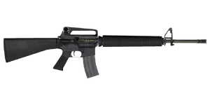 The M16A2 5.56 mm assault rifle.