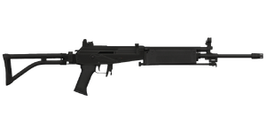 The Velko R4 5.56 mm assault rifle.