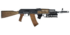 The AK-74 GP-25 5.45 mm assault rifle.