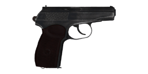 The PM 9 mm handgun.