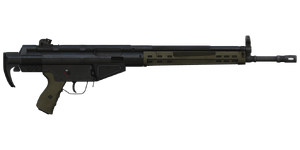 The GV M/75 Carbine 7.62 mm battle rifle.