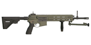 The SPAR-16S 5.56 mm light support weapon.
