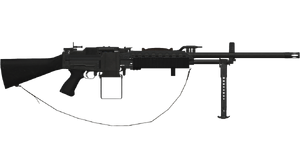 The M63A LMG 5.56 mm light machine gun.