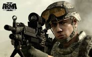 Corporal Howard Drake armed with an M249 Para fitted with the M145.