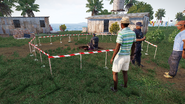 The cordoned off crime scene.