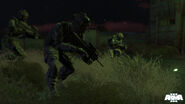 Promotional screenshot released during the pre-Alpha. Note the NATO infantrymen who are all armed with sand-painted versions of the Mk20 instead of the MX.