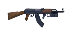 The AK-47 GL 7.62 mm assault rifle.