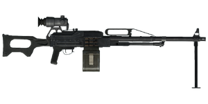 The PKP 7.62 mm medium machine gun.