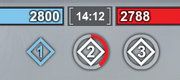 Blue team have captured Zone 1, Red team are presently capping Zone 2, Zone 3 is still uncaptured