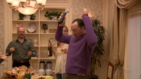 The Bluths chant the words "risky, risky" over and over again when Michael walks in ("")