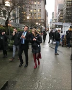 Jonathan Bennett (Quentin) et Melissa Benoist (Supergirl)