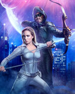 Poster crisis on infinite Earths white canary et Green Arrow
