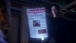 Eobard shows Eddie a future newspaper