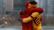 The scene when Barry hugs Wally closely resembles a picture from the comics where Wally, then Kid Flash, forgotten by everyone, is only remembered by Barry (then the Flash).