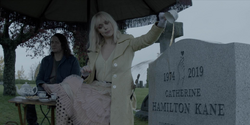 Mouse and Alice over Catherine's grave