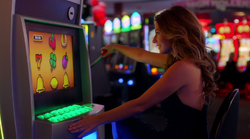 Becky plays a slot machine.