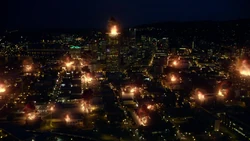 Central City burns during the Metapocalypse.