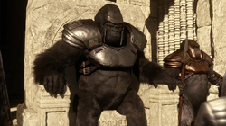 Grodd sentado no trono da Cidade Gorila