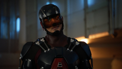 Ray Palmer as the Atom during the Anti-Monitor Crisis on Earth-38