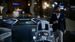 Bishop and Assistant Ava on the second Waverider