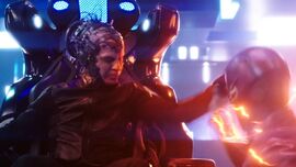 Flash intenta detener a DeVoe.