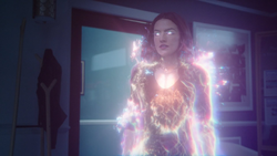 Allegra using her powers against Sunshine and Dr. Light