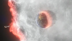 The last Earth (and eventually ) is swallowed by antimatter.