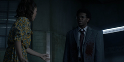 Luke enter to Mary's clinic covered in Reggie Harris' blood