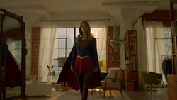Kara in the third Supergirl suit.