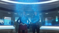 Supergirl and Imra aboard the Legion ship