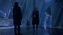 Lena and Supergirl stand off in the Fortress of Solitude