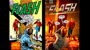 Poster que recrea la portada de The Flash #123, primer crossover entre los Flashes Barry Allen y Jay Garrick.