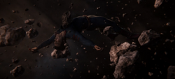 Corpo do Superman flutuando no espaço