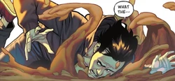 Tanner is infected by Clayface's mud.