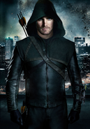 Arrow standing above Starling City.