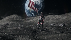 Ray Palmer retrieves the last fragment of the Spear from the US flag on the moon