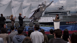 Supergirl statue is unveiled at the National City waterfront