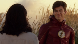 Barry reunites with Iris after taking down the Samuroid