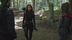 Oliver and Thea approaches Talia to ask her about Mar Novu