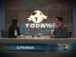 Lois and Superman in their first broadcast interview