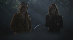 Laurel and Sara talks at Quentin's grave