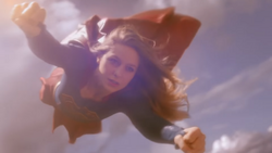 Determined Supergirl flying to Indigo's ICBM missile