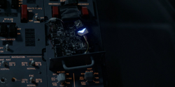 Lucius Fox's A.I. minutes before exploding along with the Bat-Blimp