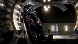 Full view of the A.T.O.M. Exosuit