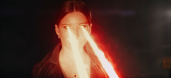 Leslie Larr using her Heat vision
