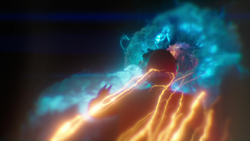  chases Deathstorm into a portal.