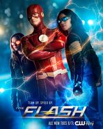 Poster de Think Fast, junto con el Equipo Flash.