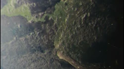 The continents of  and South America, connected via the isthmus of  on the /down from .